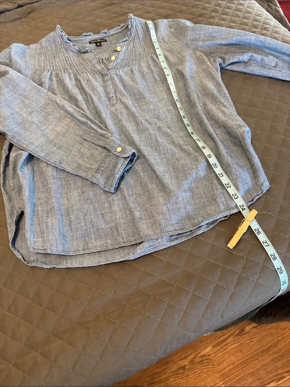 J Crew Light Blue Chambray Short-Sleeve Henley